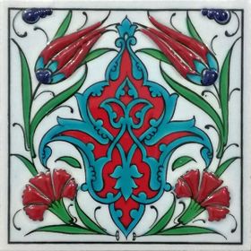 Armada Çini ED 107 10x10 cm İkili Lale Karanfil Kütahya Çini Pano