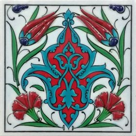 Armada Çini ED 107 10x10 cm İkili Lale Karanfil Kütahya Çini Pano
