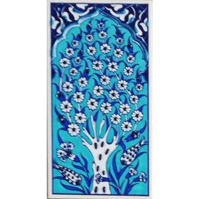 Armada Çini ED 203 10x20 cm Turkuaz Hayat Ağacı Eldekoru Çini Karo