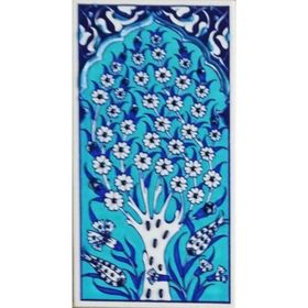 Armada Çini ED 203 10x20 cm Turkuaz Hayat Ağacı Eldekoru Çini Karo