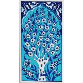 Armada Çini ED 203 10x20 cm Turkuaz Hayat Ağacı Eldekoru Çini Karo