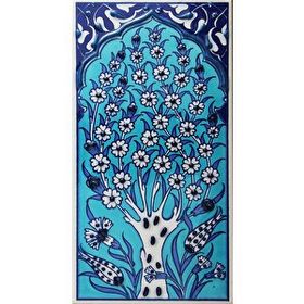 Armada Çini ED 203 10x20 cm Turkuaz Hayat Ağacı Eldekoru Çini Karo