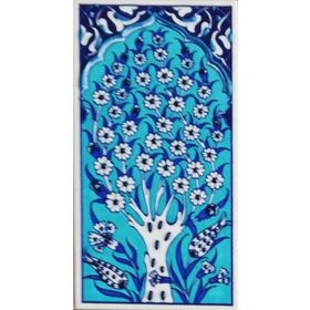 Armada Çini ED 203 10x20 cm Turkuaz Hayat Ağacı Eldekoru Çini Karo