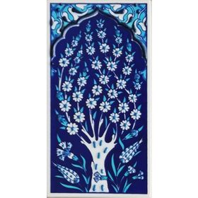 Armada Çini ED 204 10x20 cm Kobalt Hayat Ağacı Eldekoru Çini Karo