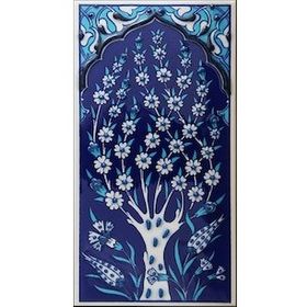 Armada Çini ED 204 10x20 cm Kobalt Hayat Ağacı Eldekoru Çini Karo