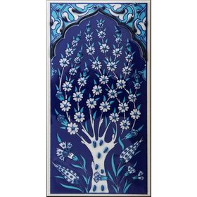 Armada Çini ED 204 10x20 cm Kobalt Hayat Ağacı Eldekoru Çini Karo