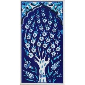 Armada Çini ED 204 10x20 cm Kobalt Hayat Ağacı Eldekoru Çini Karo
