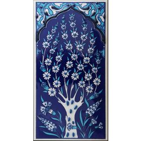 Armada Çini ED 204 10x20 cm Kobalt Hayat Ağacı Eldekoru Çini Karo