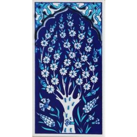 Armada Çini ED 204 10x20 cm Kobalt Hayat Ağacı Eldekoru Çini Karo
