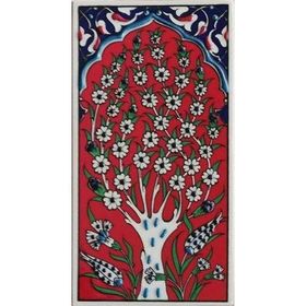 Armada Çini ED 205 10x20 cm Kırmızı Hayat Ağacı Eldekoru Çini Karo