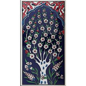 Armada Çini ED 206 10x20 cm Lacivert Hayat Ağacı Eldekoru Çini Karo