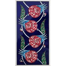 Armada Çini ED 209 10x20 cm Kobalt Nar çiçekli Eldekoru Çini Karo