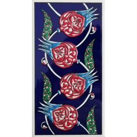 Armada Çini ED 209 10x20 cm Kobalt Nar çiçekli Eldekoru Çini Karo