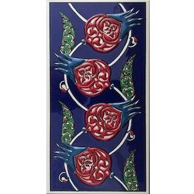 Armada Çini ED 209 10x20 cm Kobalt Nar çiçekli Eldekoru Çini Karo