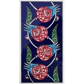Armada Çini ED 209 10x20 cm Kobalt Nar çiçekli Eldekoru Çini Karo
