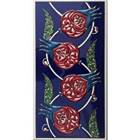 Armada Çini ED 209 10x20 cm Kobalt Nar çiçekli Eldekoru Çini Karo