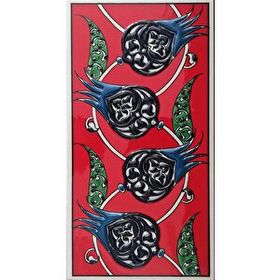Armada Çini ED 210 10x20 cm Kırmızı Nar çiçekli Eldekoru Çini Karo