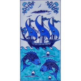 Armada Çini ED 214 10x20 cm Mavi İznik Kalyon Eldekoru Çini Karo