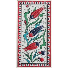 Armada Çini ED 217 10x20 cm Kırmızı Üç Lale Eldekoru Çini Karo