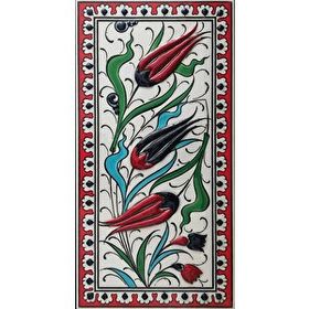 Armada Çini ED 217 10x20 cm Kırmızı Üç Lale Eldekoru Çini Karo