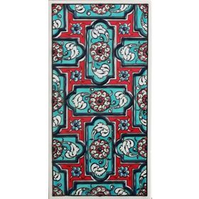 Armada Çini ED 218 10x20 cm Turkuaz Geometrik Eldekoru Çini Karo
