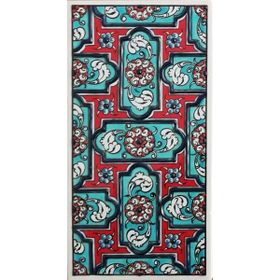Armada Çini ED 218 10x20 cm Turkuaz Geometrik Eldekoru Çini Karo