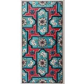 Armada Çini ED 218 10x20 cm Turkuaz Geometrik Eldekoru Çini Karo