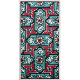 Armada Çini ED 218 10x20 cm Turkuaz Geometrik Eldekoru Çini Karo