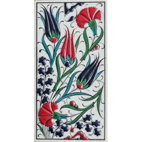 Armada Çini ED 222 Üç Lale Karanfil 10x20 cm El Dekoru Pano