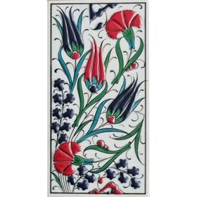 Armada Çini ED 222 Üç Lale Karanfil 10x20 cm El Dekoru Pano