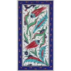 Armada Çini ED 225 10x20 cm Kobalt Hançer Yapraklı Eldekoru Karo