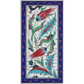 Armada Çini ED 225 10x20 cm Kobalt Hançer Yapraklı Eldekoru Karo
