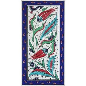 Armada Çini ED 225 10x20 cm Kobalt Hançer Yapraklı Eldekoru Karo