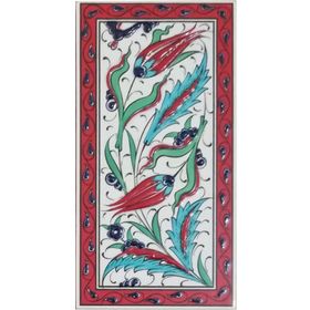 Armada Çini ED 226 10x20 cm Kırmızı Hançer Yaprak Eldekoru Çini Karo