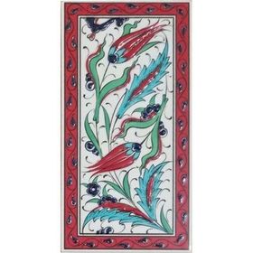 Armada Çini ED 226 10x20 cm Kırmızı Hançer Yaprak Eldekoru Çini Karo