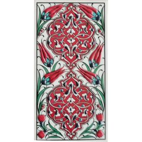 Armada Çini ED 230 10x20 cm Kırmızı Rumi Desenli Eldekoru Çini Karo