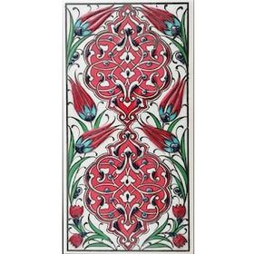 Armada Çini ED 230 10x20 cm Kırmızı Rumi Desenli Eldekoru Çini Karo