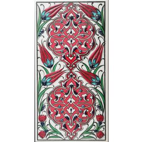 Armada Çini ED 230 10x20 cm Kırmızı Rumi Desenli Eldekoru Çini Karo
