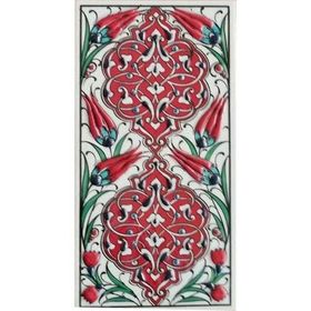 Armada Çini ED 230 10x20 cm Kırmızı Rumi Desenli Eldekoru Çini Karo