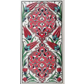 Armada Çini ED 230 10x20 cm Kırmızı Rumi Desenli Eldekoru Çini Karo