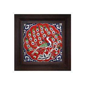 Armada Çini ED 300 20x20 cm Kırmızı Tavus Kuşu Kütahya Çini Pano