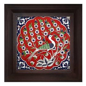 Armada Çini ED 300 20x20 cm Kırmızı Tavus Kuşu Kütahya Çini Pano