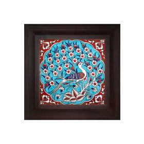 Armada Çini ED 301 20x20 cm Turkuaz Tavus Kuşu Kütahya Çini Pano