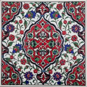 Armada Çini ED 308 20x20 cm Kırmızı İznik Rumi Eldekoru Çini Pano