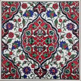Armada Çini ED 308 20x20 cm Kırmızı İznik Rumi Eldekoru Çini Pano