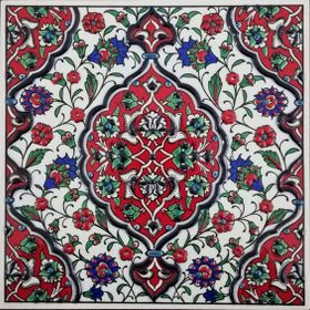 Armada Çini ED 308 20x20 cm Kırmızı İznik Rumi Eldekoru Çini Pano