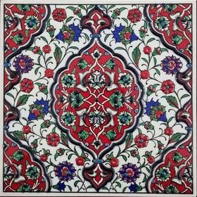 Armada Çini ED 308 20x20 cm Kırmızı İznik Rumi Eldekoru Çini Pano