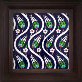Armada Çini ED 317 20x20 cm Kobalt Sarmaşık Lale Kütahya Çini Pano