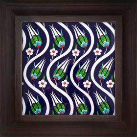 Armada Çini ED 317 20x20 cm Kobalt Sarmaşık Lale Kütahya Çini Pano