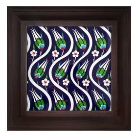 Armada Çini ED 317 20x20 cm Kobalt Sarmaşık Lale Kütahya Çini Pano